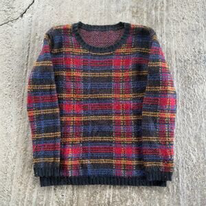 VINTAGE 90S PLAID PATTERNED SWEATTER KNITTED MULTICOLOR FITS MENS LARGE